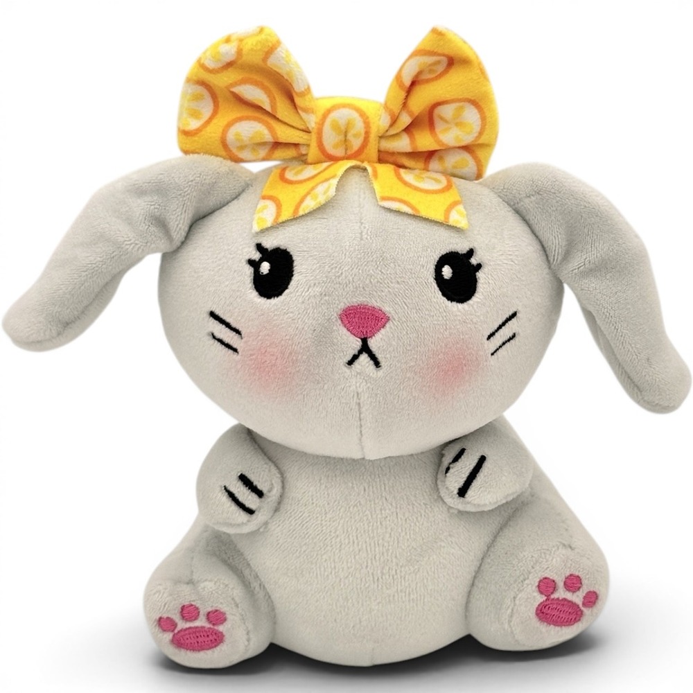 Moriah Elizabeth Lemon Gray Bunny Rabbit Plush Bow 6" Stuffed Cute Animal Toy Me